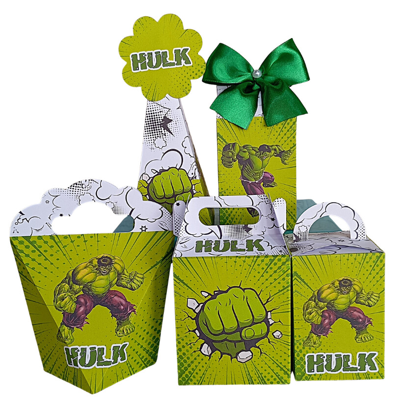 Kit 20 caixas personalizado Hulk - lembrancinha aniversário meni