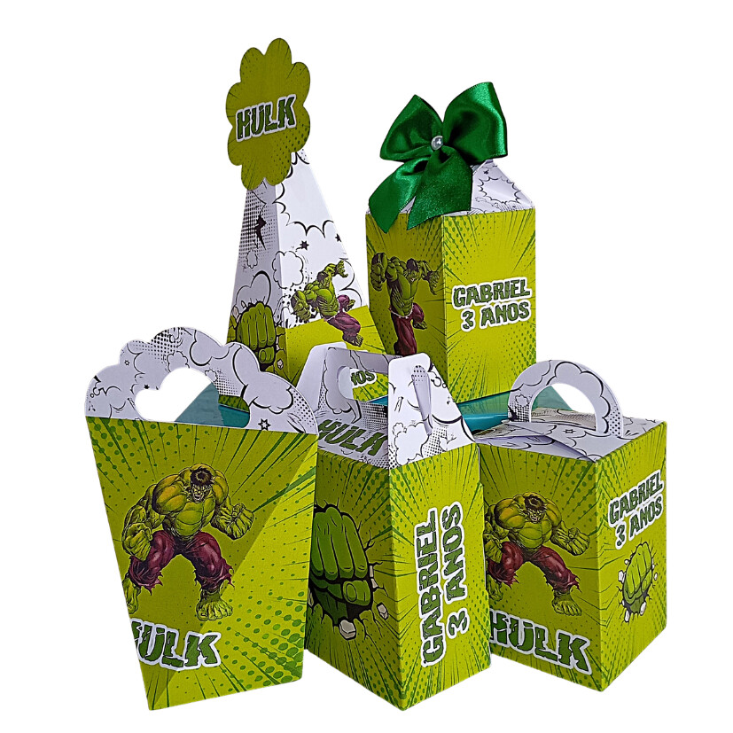 Kit 20 caixas personalizado Hulk - lembrancinha aniversário meni
