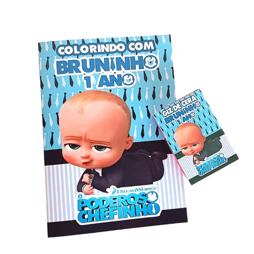 Livro de colorir + giz de cera O Poderoso Chefinho Lembrancinha