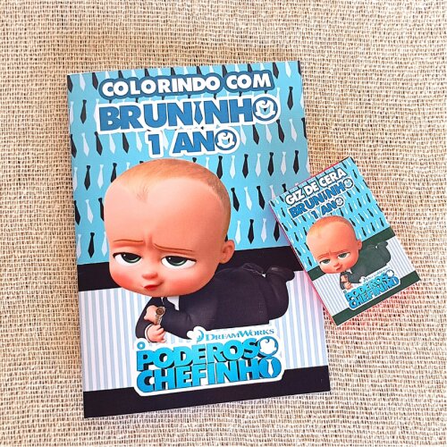 Livro de colorir + giz de cera O Poderoso Chefinho Lembrancinha