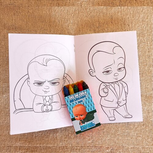 Livro de colorir + giz de cera O Poderoso Chefinho Lembrancinha