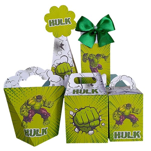 Kit 20 caixas personalizado Hulk - lembrancinha aniversário menino