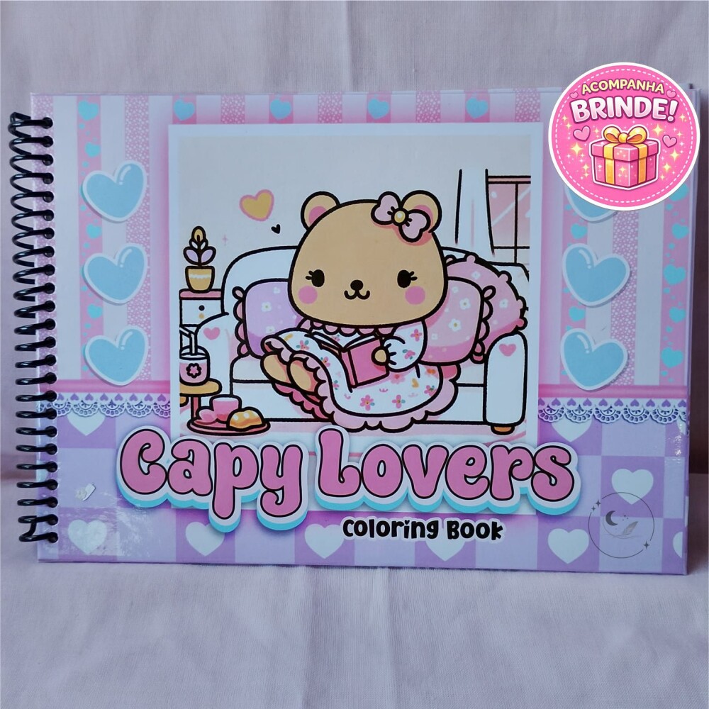 Livro de Colorir Capivara Kawaii A5 | Com 25 Desenhos | Capy Love