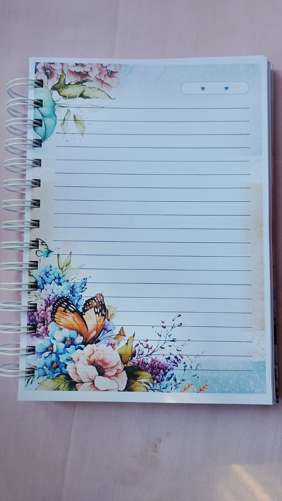 CADERNO PERSONALIZADO COM NOME - FLORAL BORBOLETAS - A5 - 100 FOL