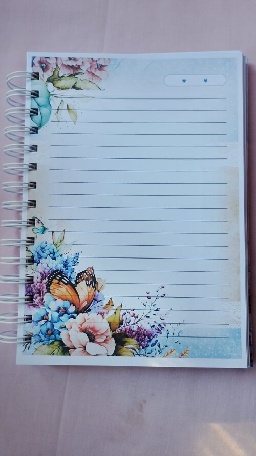 CADERNO PERSONALIZADO COM NOME - FLORAL BORBOLETAS - A5 - 100 FOLHAS