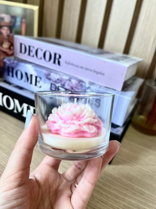 Vela Aromática Peônia Champagne Toast 60g | Cera de Côco Artesanal