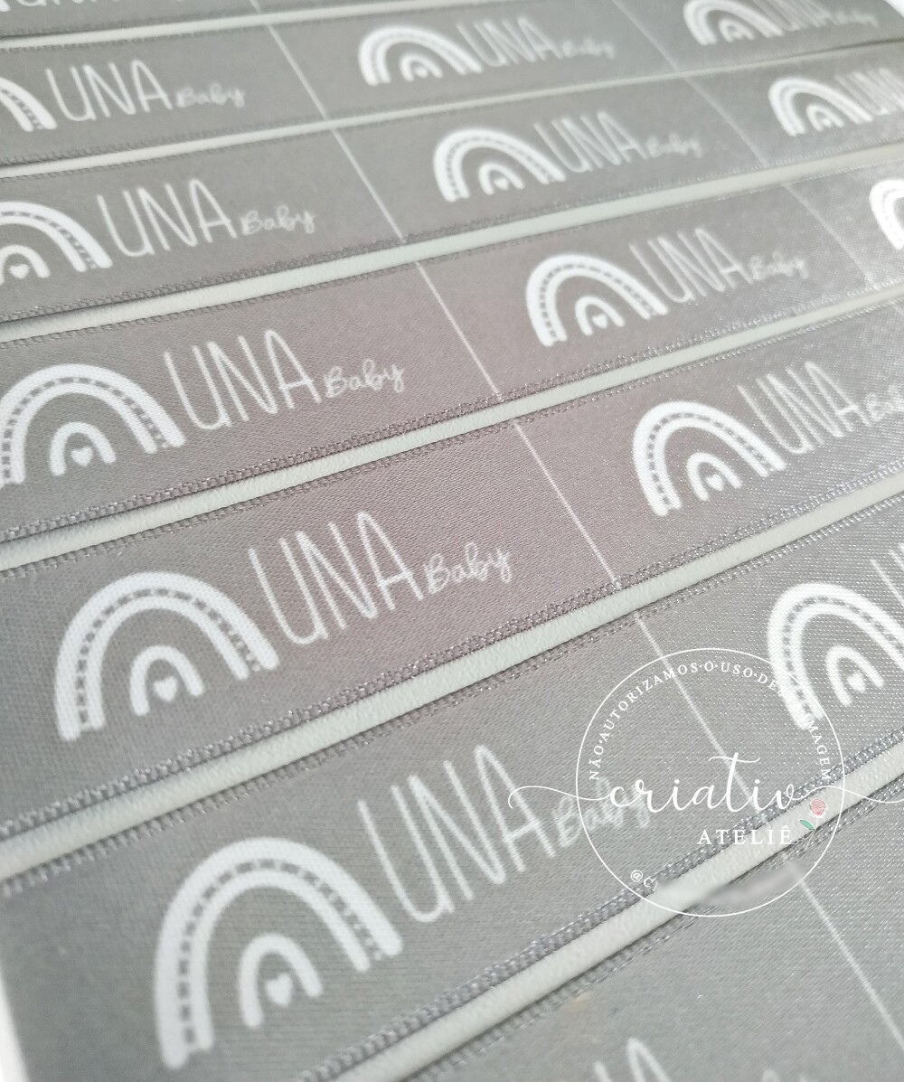 Etiqueta de Cetim Personalizada para Roupas 6 x 2,2 cm Cinza Prat