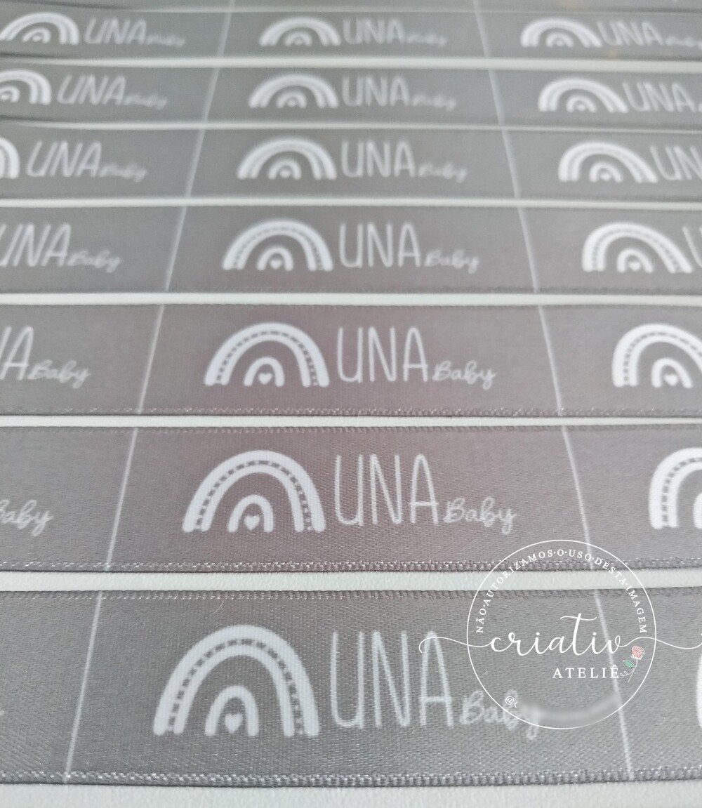 Etiqueta de Cetim Personalizada para Roupas 6 x 2,2 cm Cinza Prat