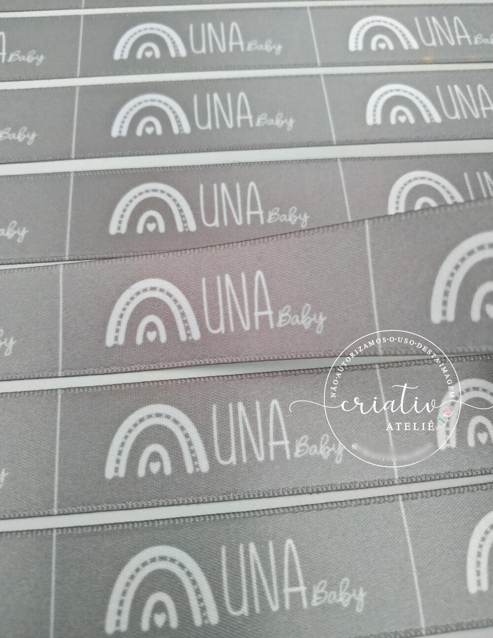 Etiqueta de Cetim Personalizada para Roupas 6 x 2,2 cm Cinza Prat