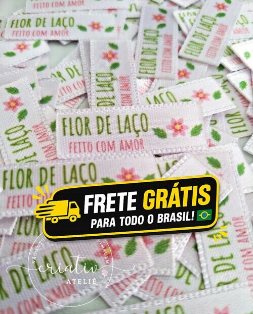 Etiqueta de Cetim Personalizada para Roupas | 100 un | 4,5x 1cm A
