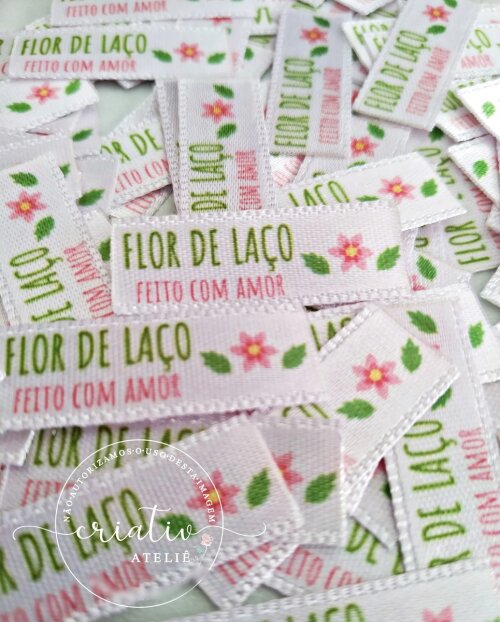 Etiqueta de Cetim Personalizada para Roupas 4,5 x 1 cm Artesanato Laço