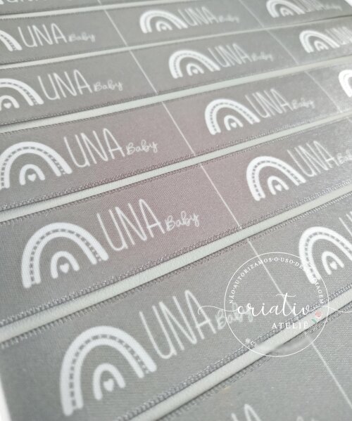 Etiqueta de Cetim Personalizada para Roupas 6 x 2,2 cm Cinza Prat
