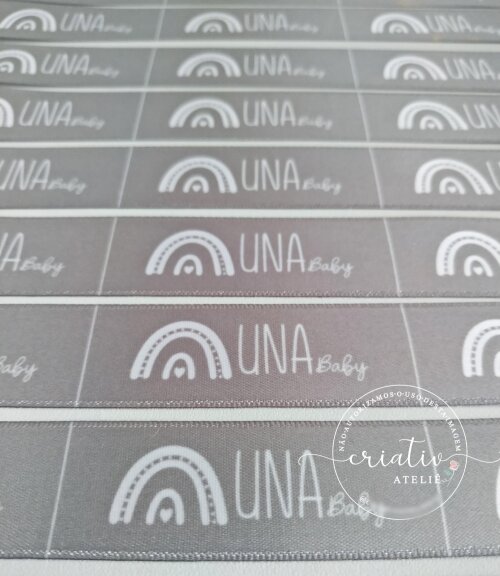 Etiqueta de Cetim Personalizada para Roupas 6 x 2,2 cm Cinza Prat