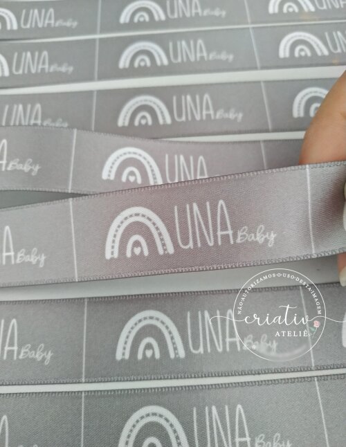 Etiqueta de Cetim Personalizada para Roupas 6 x 2,2 cm Cinza Prata