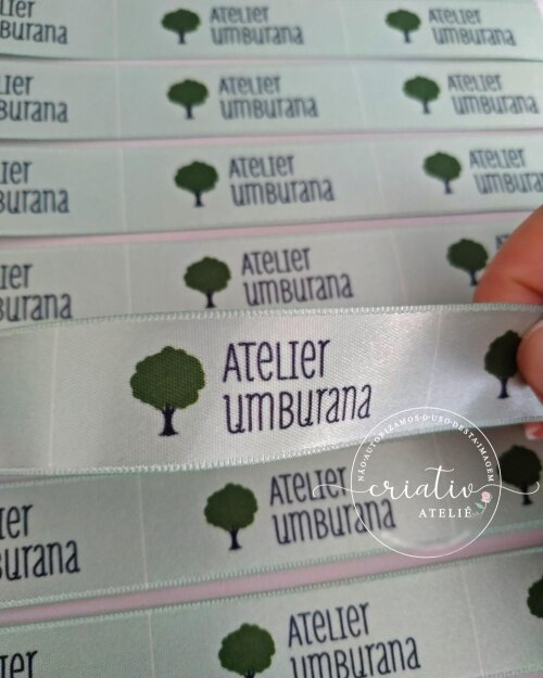 Etiqueta de Cetim Personalizada para Roupas 6 x 2,2 cm Verde