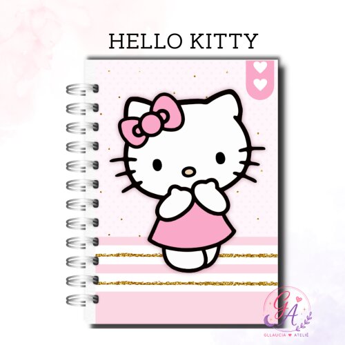 Agenda Escolar Creche Caderno Personalizado Capa Dura 100 Folhas | Hello Kitty