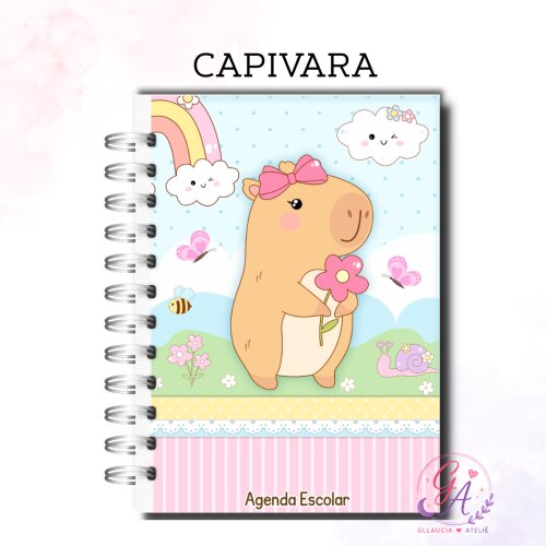 Agenda Escolar Creche Caderno Personalizado Capa Dura 100 Folhas | Capivara