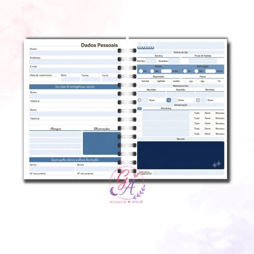 Agenda Escolar Creche Caderno Personalizado Capa Dura 100 Folhas 