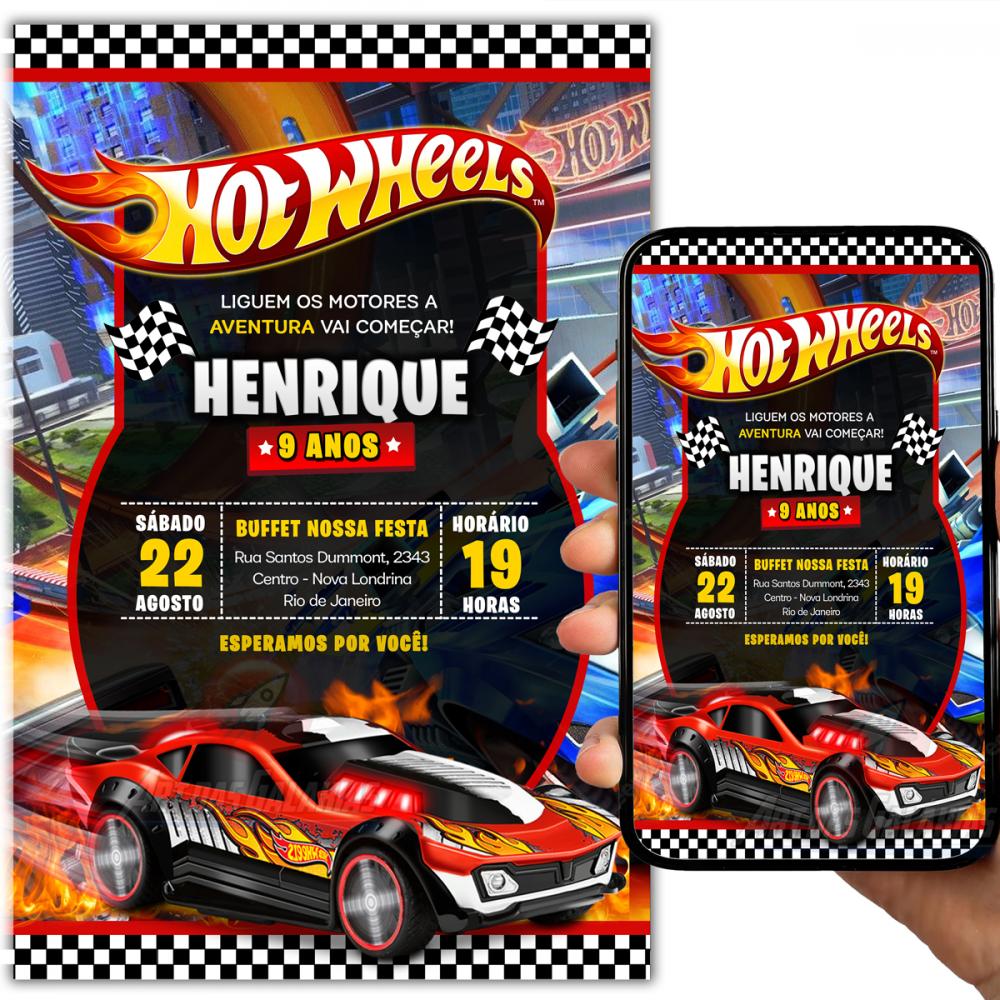 Convite Digital Hot Wheels
