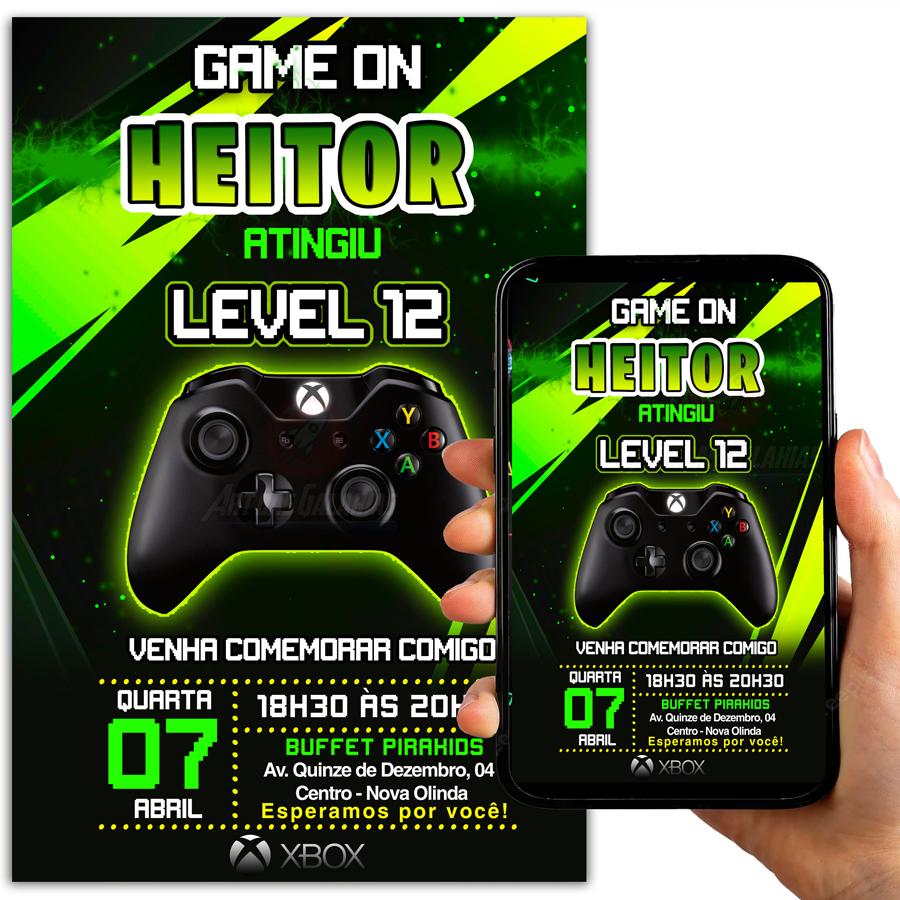 Convite Digital Vídeo Game XBOX Gamer