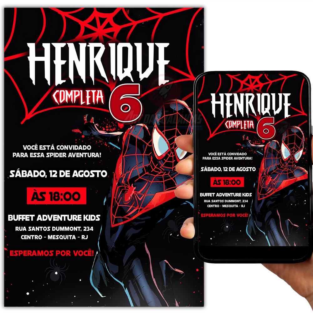Convite Digital Homem Aranha Mile Morales