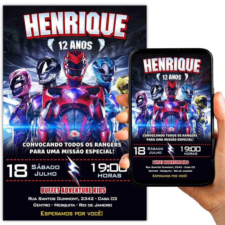 Convite Digital Power Rangers