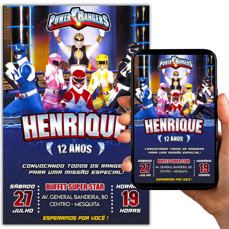 Convite Digital Power Rangers