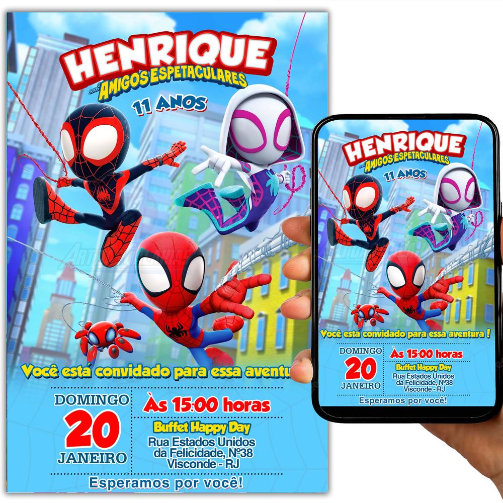 Convite Digital Spidey e Seus Amigos Espetaculares