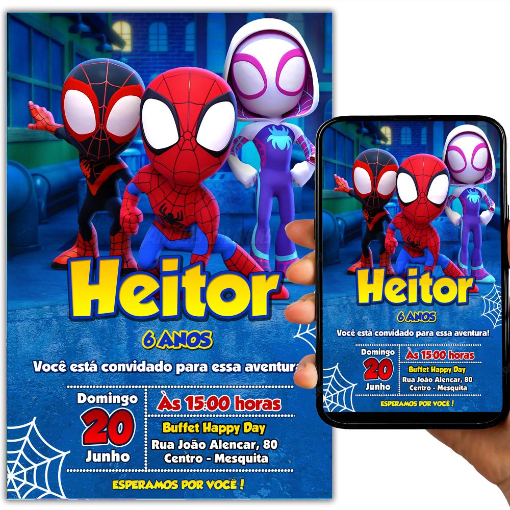 Convite Digital Spidey e Seus Amigos Espetaculares
