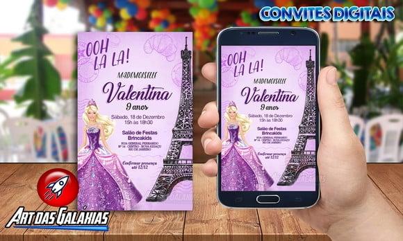 Convite Digital Barbie Paris MOD2
