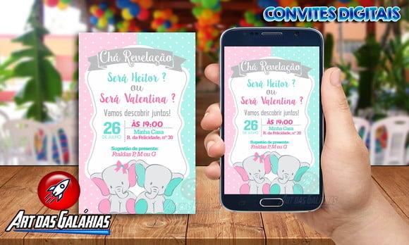 Convite Digital Chá Revelação Elefante MOD01