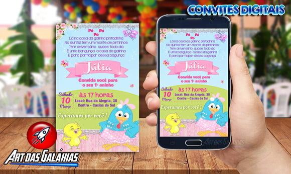 Convite Digital Galinha Pintadinha Rosa MOD02