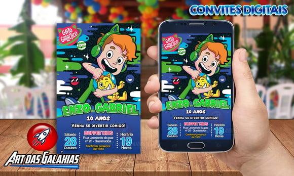 Convite Digital Gato Galactico MOD1