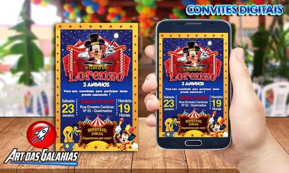 Convite Digital Mickey Circo MOD01