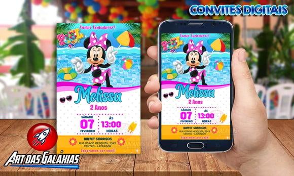 Convite Digital Minnie Pool Party MOD04