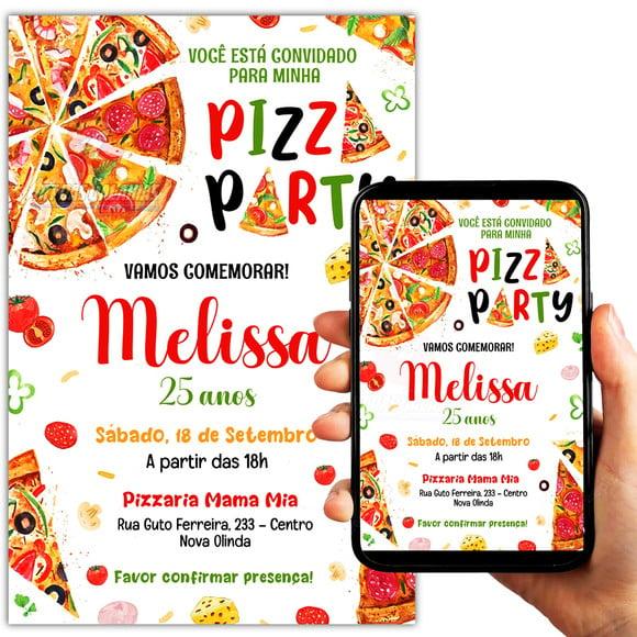 Convite Digital Pizza Party