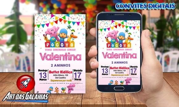 Convite Digital Pocoyo Rosa