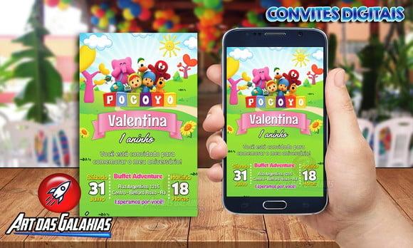 Convite Digital Pocoyo Rosa