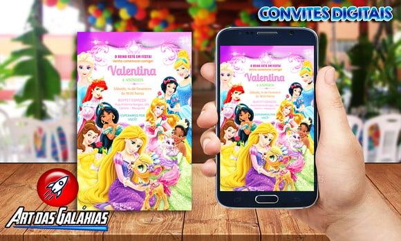 Convite Digital Princesas Disney