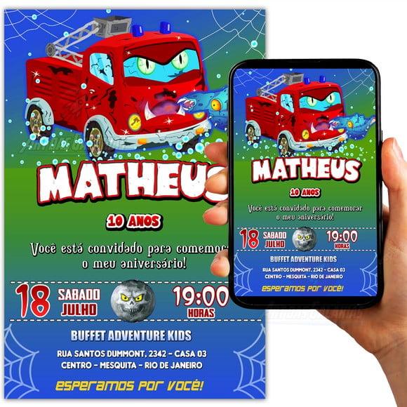 Convite Digital Scary Fire Truck