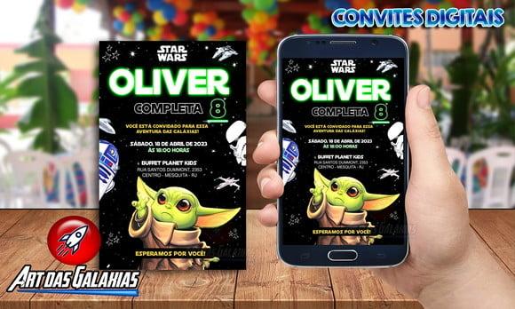 Convite Digital Star Wars - Baby Yoda