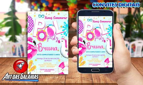Convite Digital Unicórnio - Pool Party MOD1