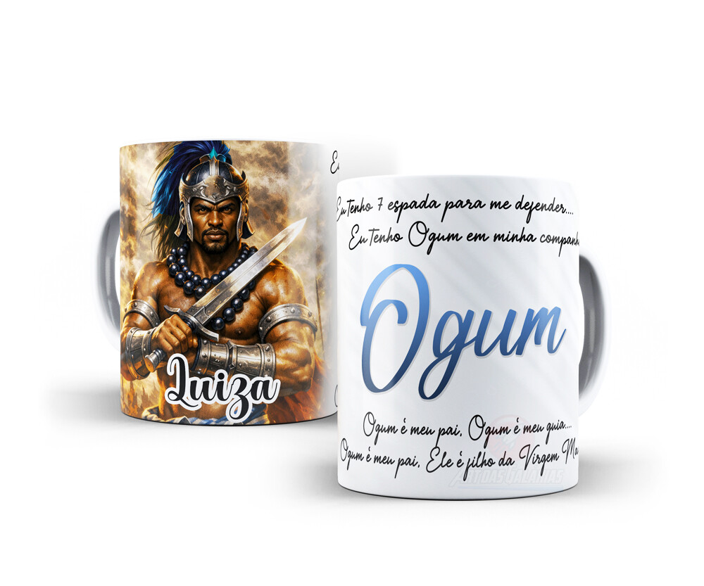 Caneca Ogum Orixás Porcelana Personalizada