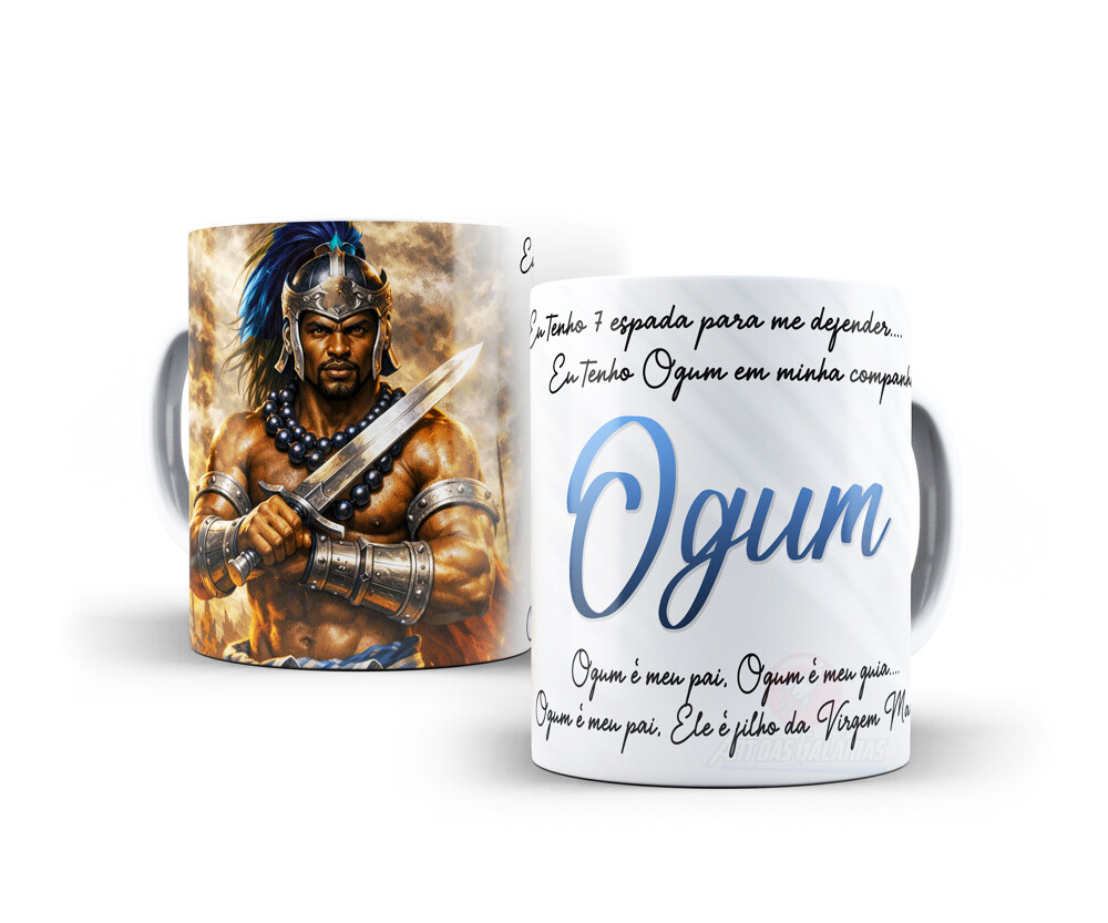 Caneca Ogum Orixás Porcelana Personalizada