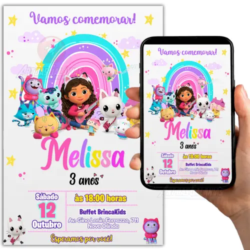 Convite Digital A Casa Mágica da Gabby