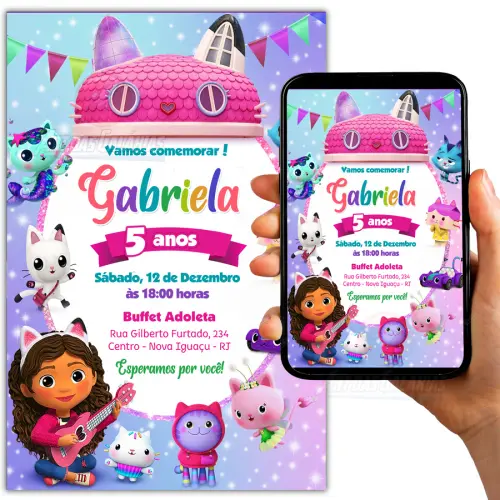 Convite Digital A Casa Mágica da Gabby