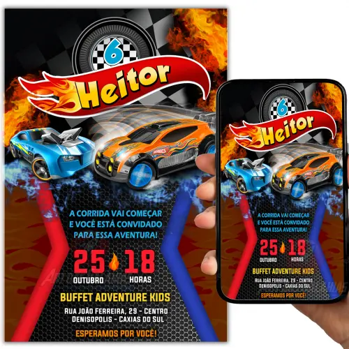 Convite Digital Hot Wheels