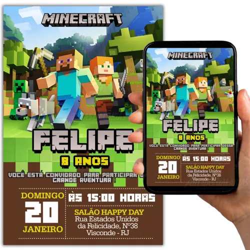 Convite Digital Minecraft