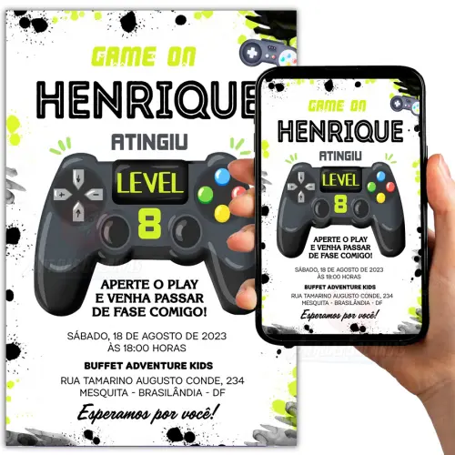 Convite Digital Vídeo Game