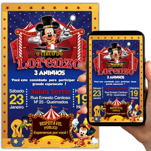 Convite Digital Circo do Mickey